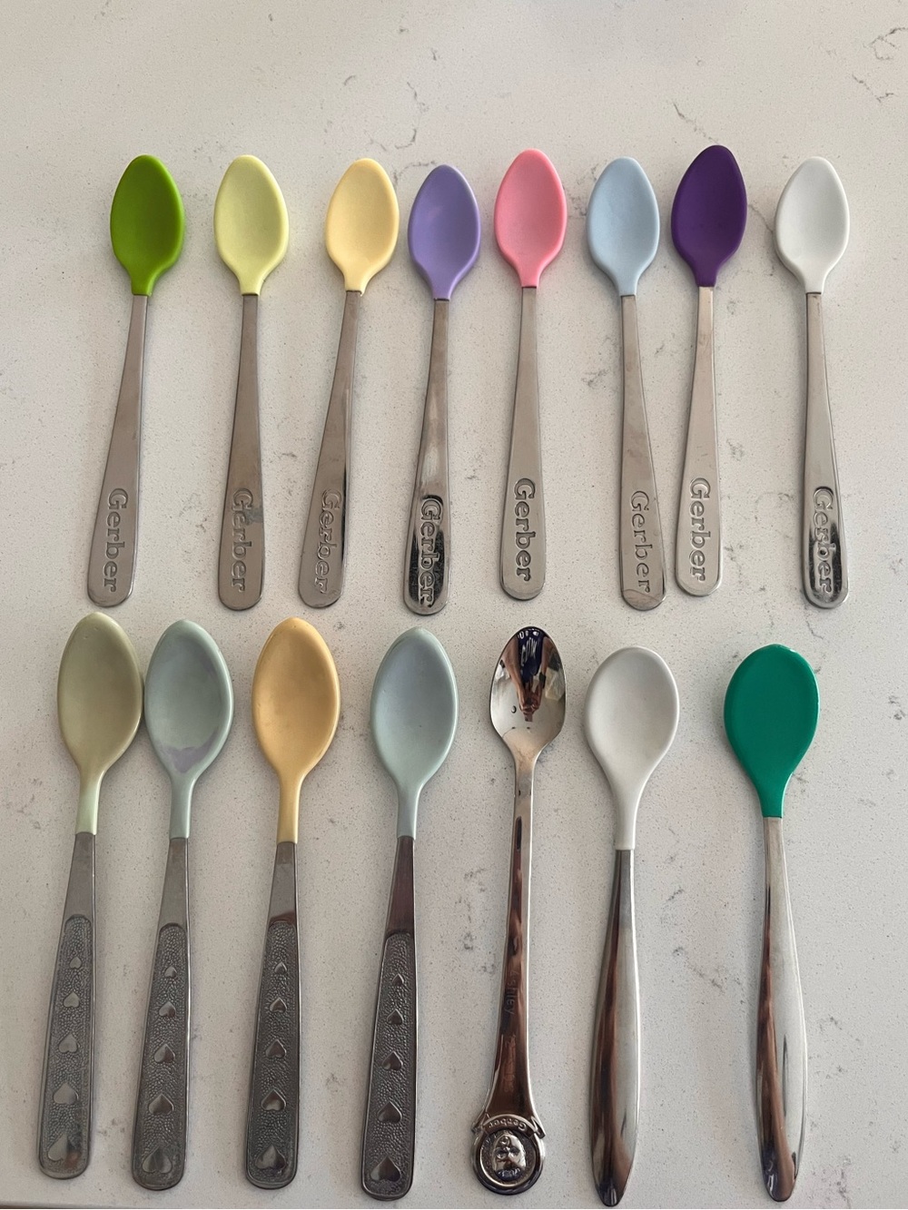 Set of 15 Rubber Baby Spoons - 9 Gerber Brand